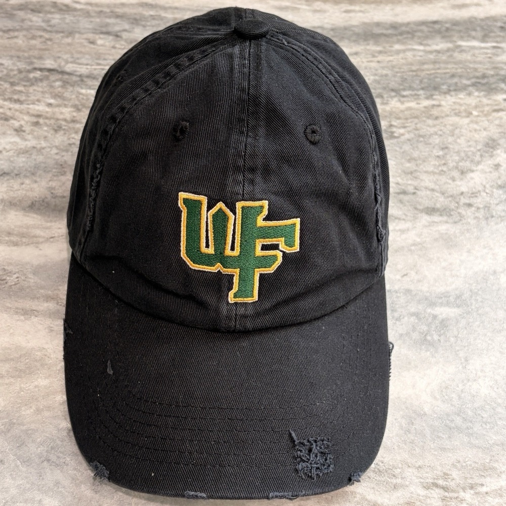 Distressed UF Logo Black Strapback Hat Cap Adjustable Cotton Dad Hat